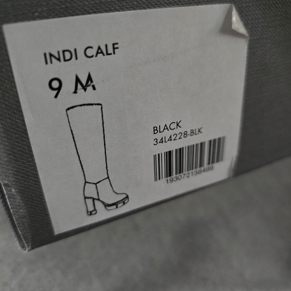 Aquatalia Indi Weatherproof Knee High Boots Black Leather Italy Women's Size 9 - Picture 8 of 10
